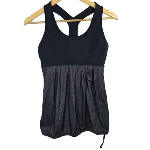 Lululemon Tank Top Womens 6 No Limits Built-In Bra‎ Drawstring Athletic Yoga Gym